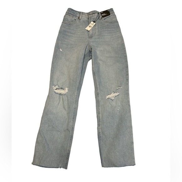 Express Denim - Express Mom Jeans Super High Rise with distressed and raw hem Size 0 NWT